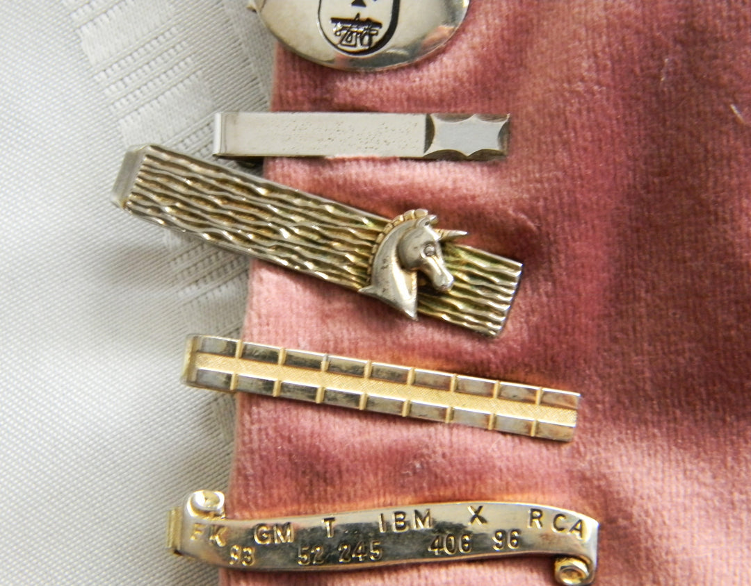 p377 Lot of 10 Vintage Tie Bars/ Clips Swank, Hickok and others