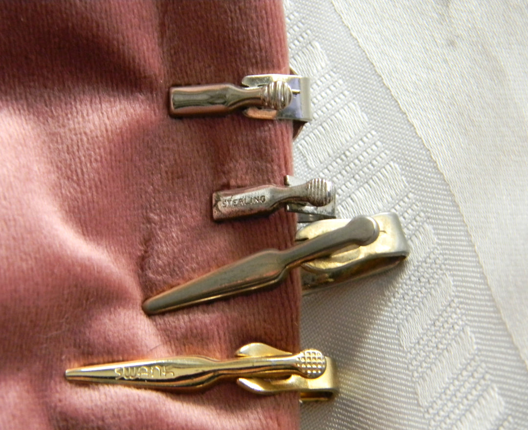 p377 Lot of 10 Vintage Tie Bars/ Clips Swank, Hickok and others