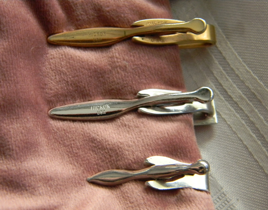 p377 Lot of 10 Vintage Tie Bars/ Clips Swank, Hickok and others