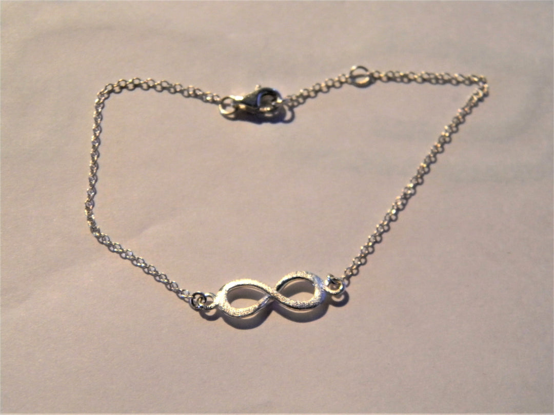 h549 Pretty Sterling Silver Wrist or Ankle Bracelet with Infinity Symbol