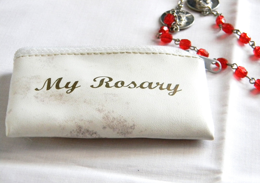 p422 Lovely Vintage set of (2) Rosary One Pocket One Regular with Pouch