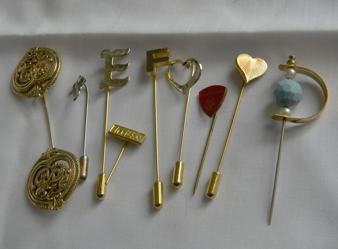 p424 Lot of 9 Pins, Stick, Hat, Lapel, Sweater or whatever You Want