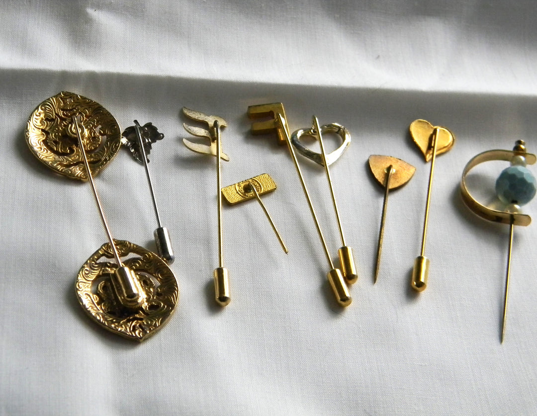 p424 Lot of 9 Pins, Stick, Hat, Lapel, Sweater or whatever You Want