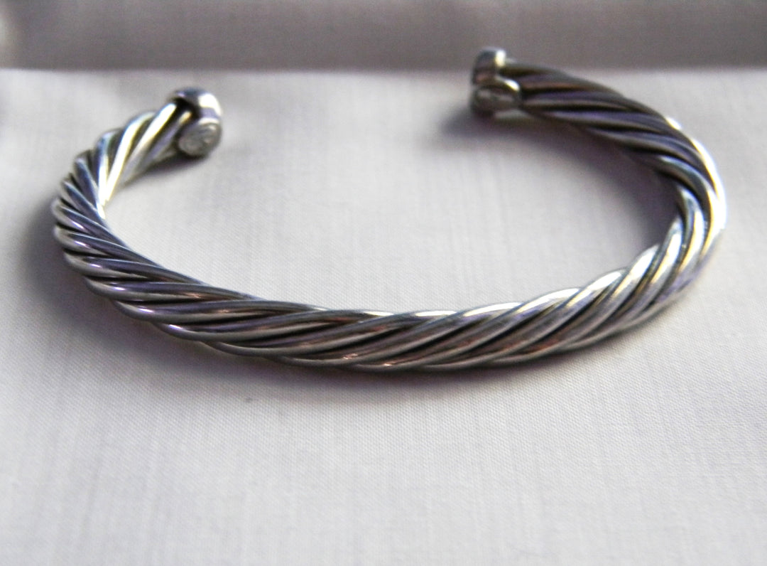 p432 Stunning Sterling Silver Twisted Strands Cuff Bracelet