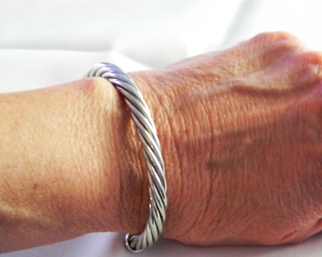 p432 Stunning Sterling Silver Twisted Strands Cuff Bracelet