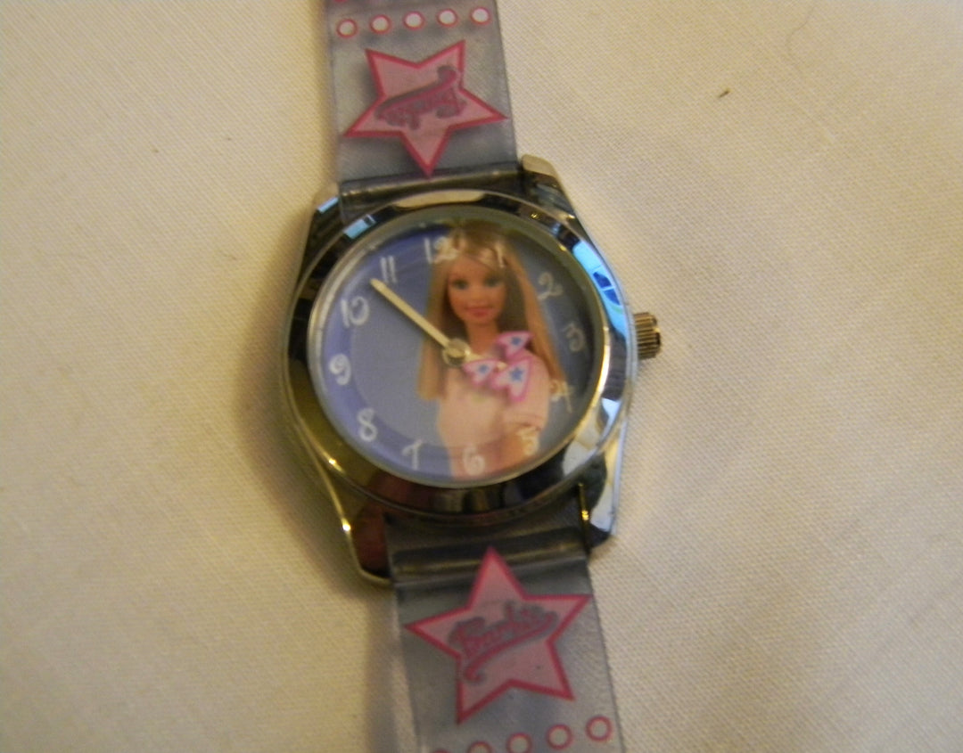 p439 Nice Little Barbie Quartz Watch with a Heart Theme Silicone Band