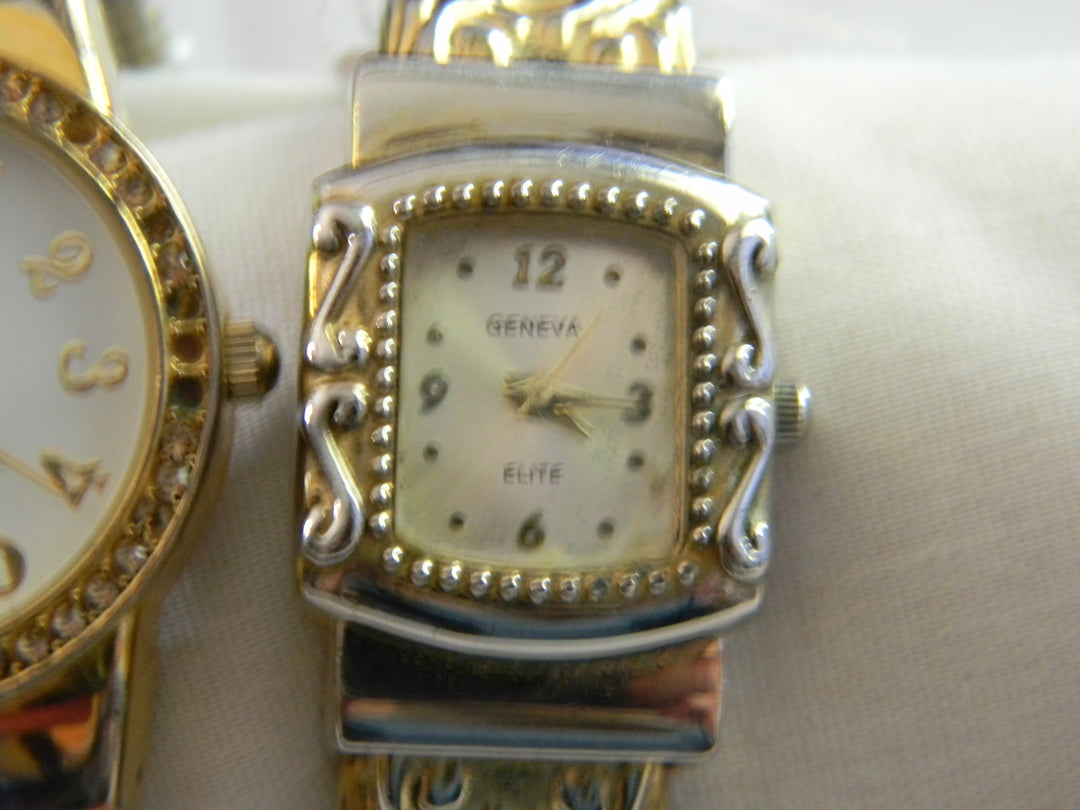 p441 Lot of two Ladies Quartz Bangle Bracelet Watches Geneva