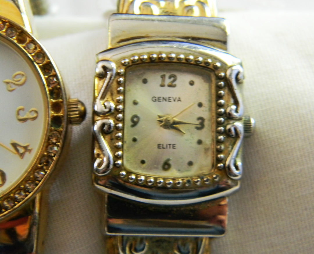 p441 Lot of two Ladies Quartz Bangle Bracelet Watches Geneva