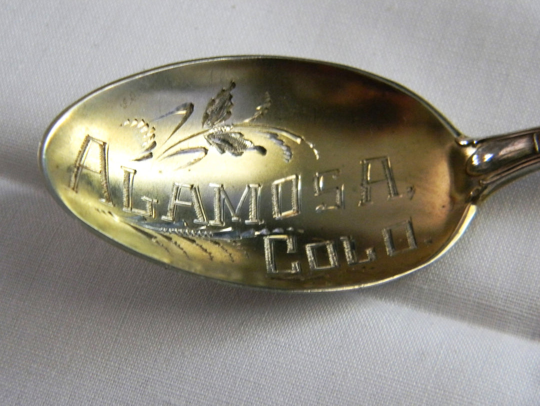 p454 Unique Preowned Silver BPOE Collector Spoon Alamosa, COLO - Moose and Clock