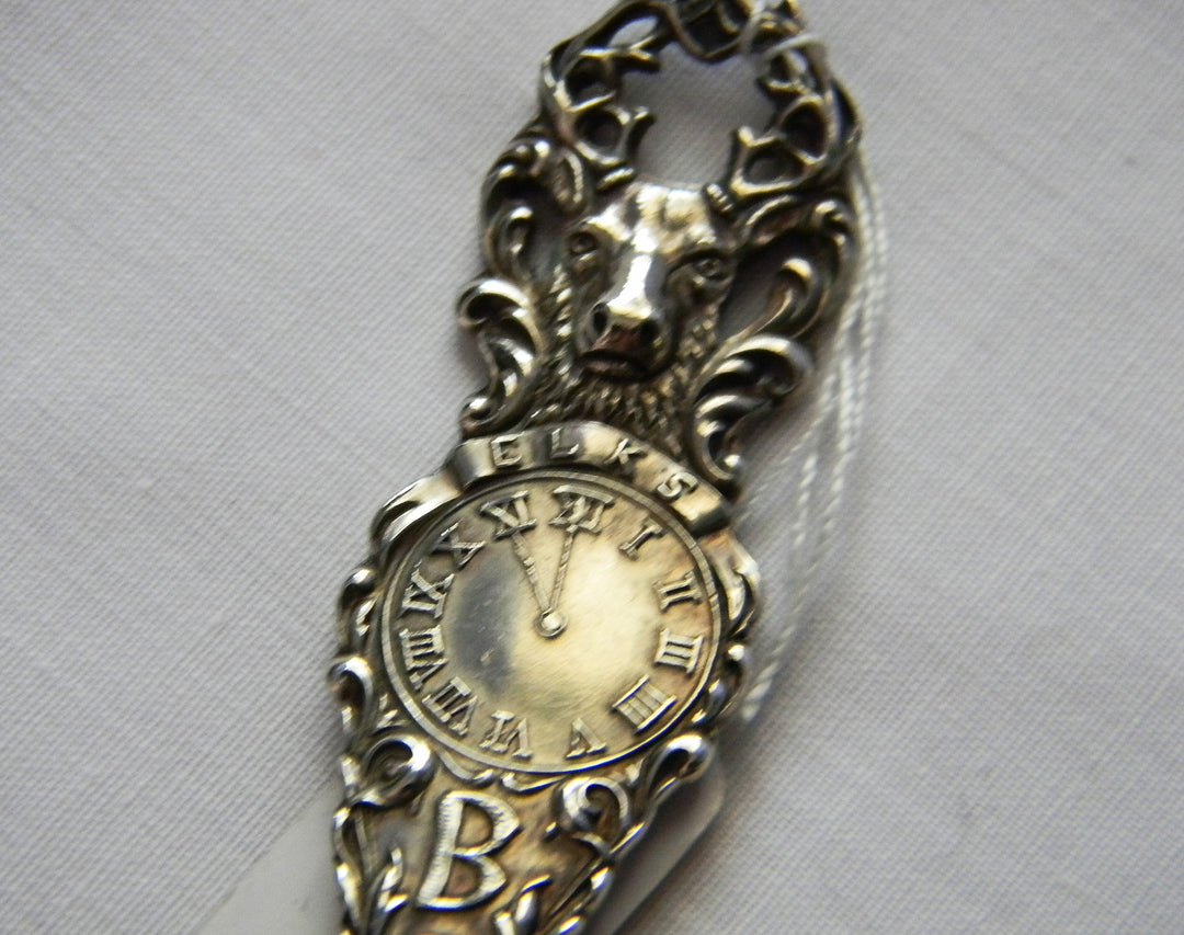 p454 Unique Preowned Silver BPOE Collector Spoon Alamosa, COLO - Moose and Clock