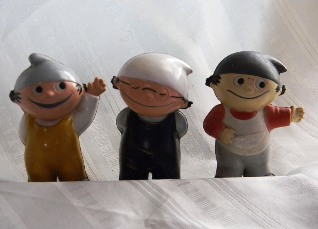 p456 Set of 1960's Goebel Puck Mainzelmannchen Rubber Figures