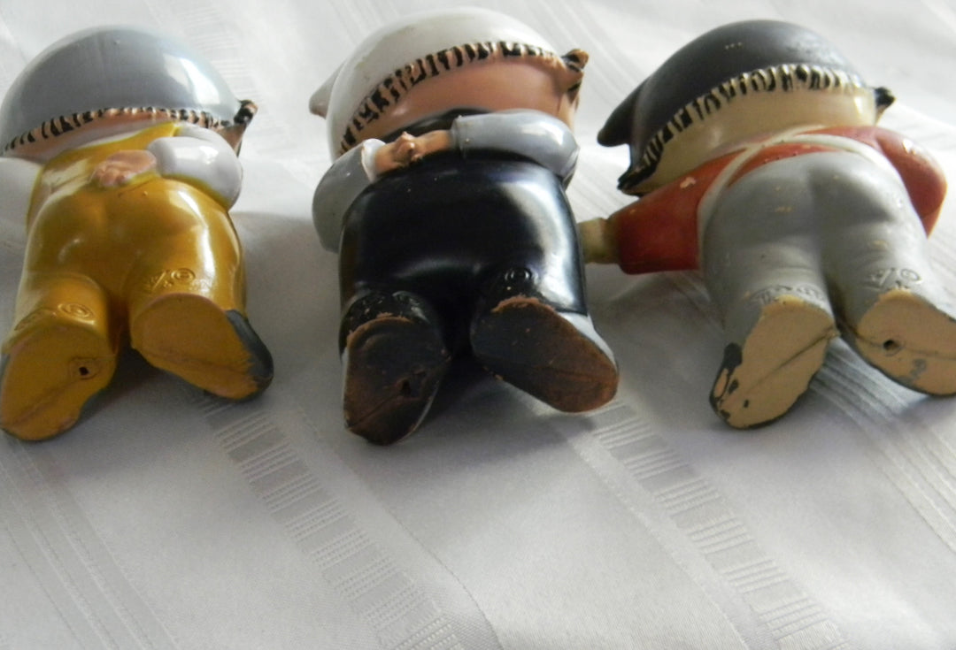 p456 Set of 1960's Goebel Puck Mainzelmannchen Rubber Figures