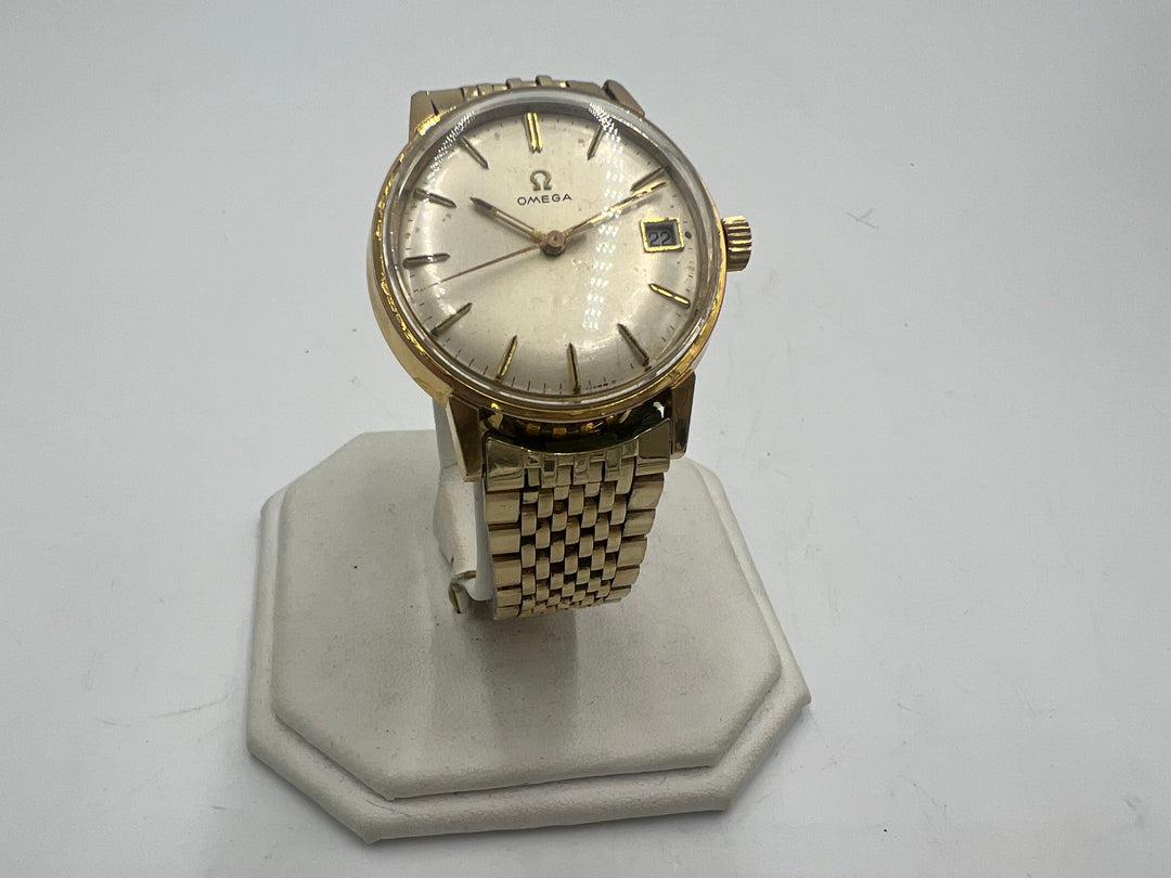 u009 OMEGA 14k Gold Filled Automatic Date Wrist Watch