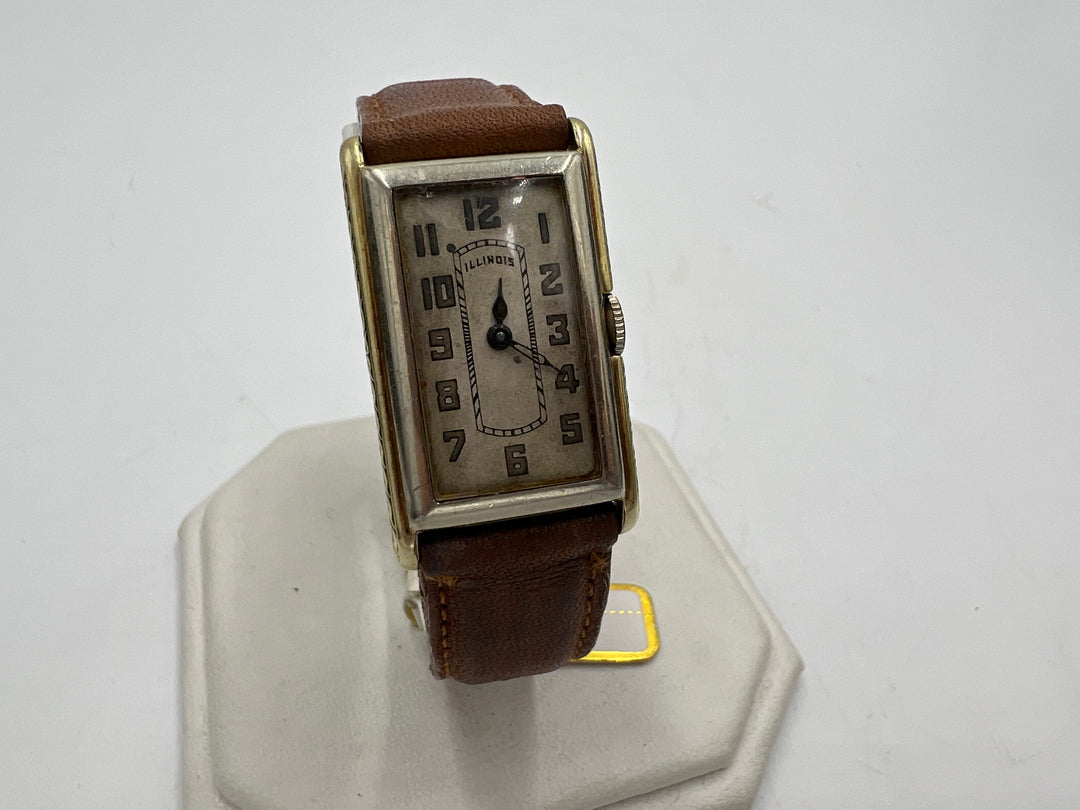 u025 Illinois 1920s 14k Gold Filled Two Tone Wrist Watch