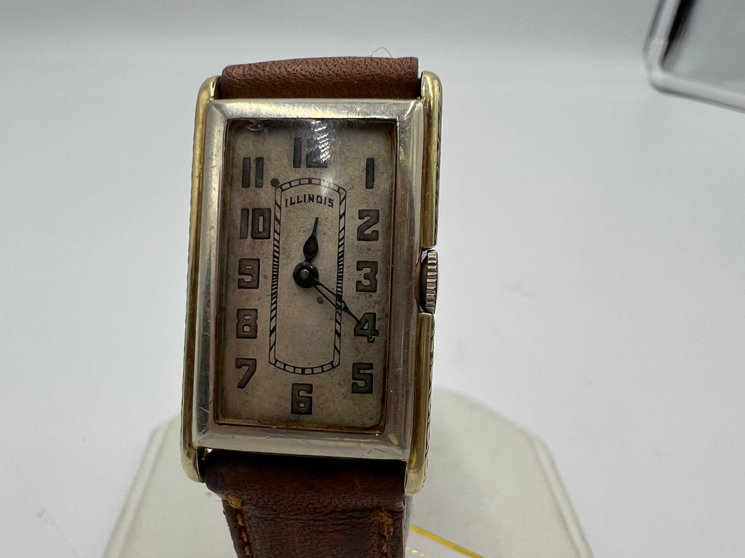 u025 Illinois 1920s 14k Gold Filled Two Tone Wrist Watch