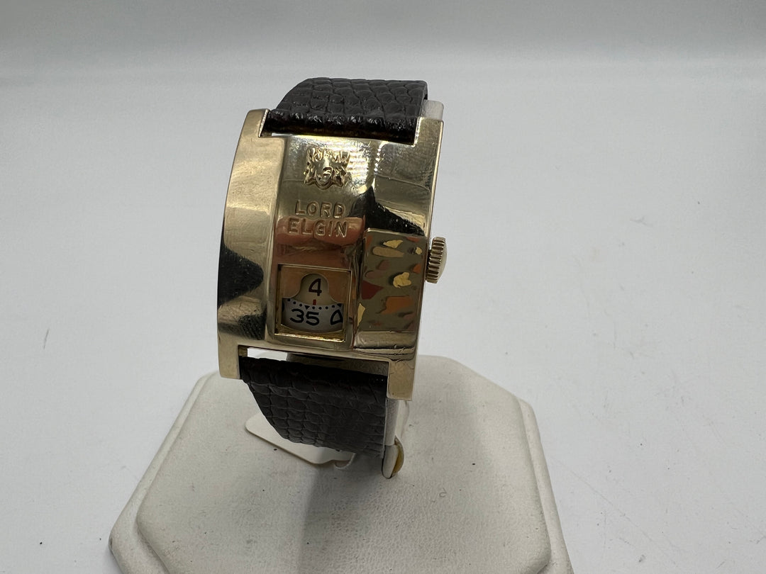 u035 Lord Elgin 1950s "Elvis" 14k GF 21 J Jump Hour