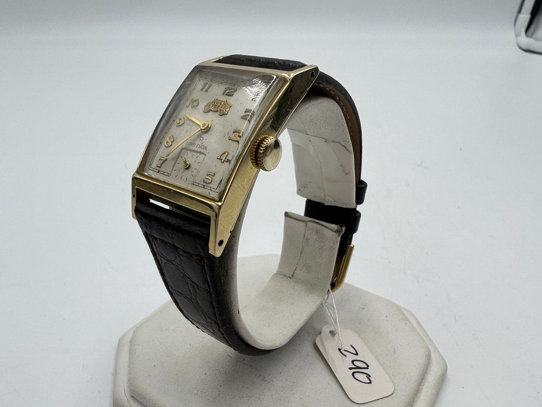 u036 Lord Elgin 1950s "Fisher Body Company" 14k Gold Watch