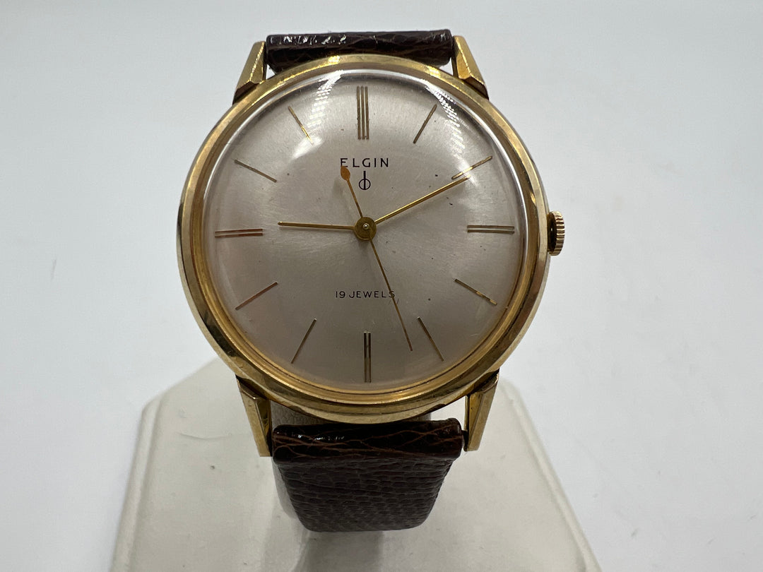 u041 Elgin 10k Gold Plated Manual Wind 19 J Wrist Watch