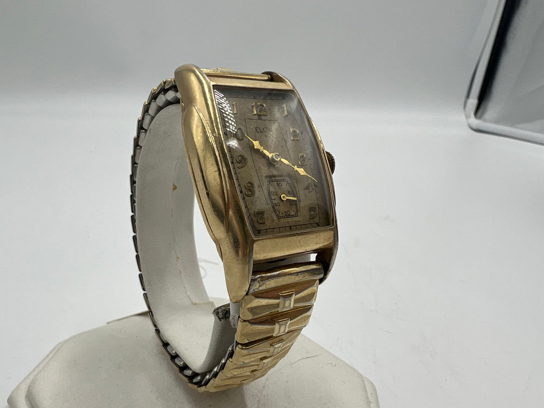 u043 Elgin 10k Gold Filled Art Deco Manual Wind Wrist Watch