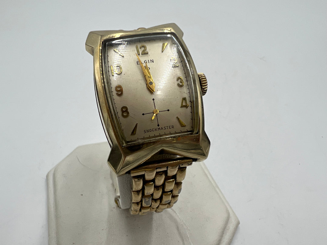 u044 Elgin Shockmaster 10k Gold Plated Manual Wind Watch