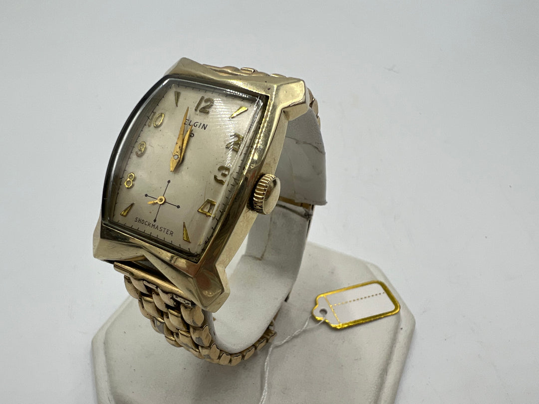 u044 Elgin Shockmaster 10k Gold Plated Manual Wind Watch