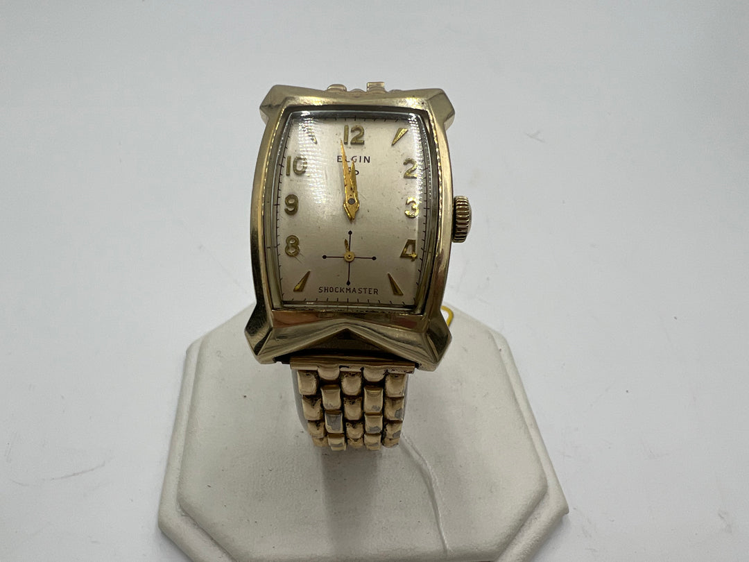 u044 Elgin Shockmaster 10k Gold Plated Manual Wind Watch