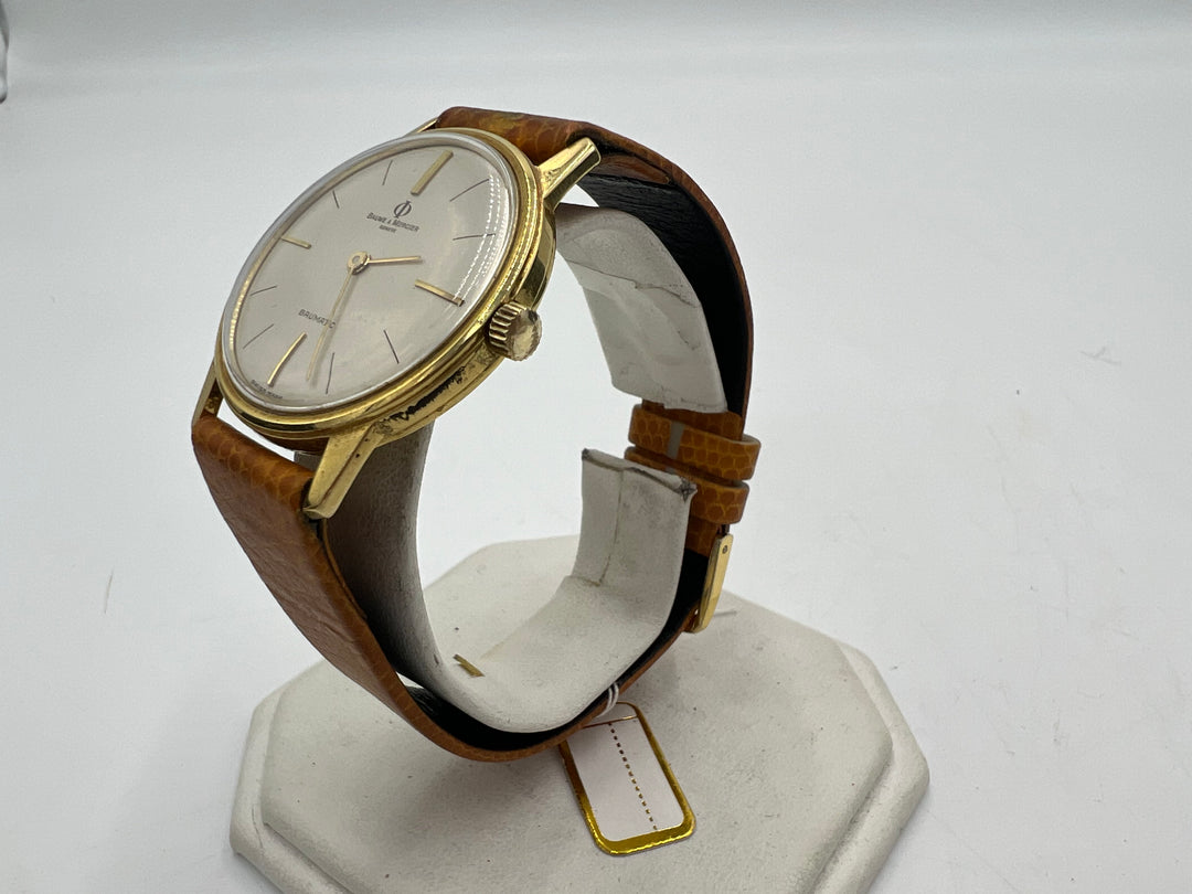 u052 Baume & Mercier 1960s Baumatic Micro Rotor 18k Yellow Gold