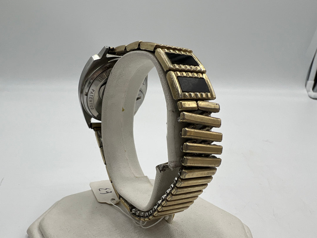 u074 Bulova Accutron 10kt Gold Filled Bezel Black Dial