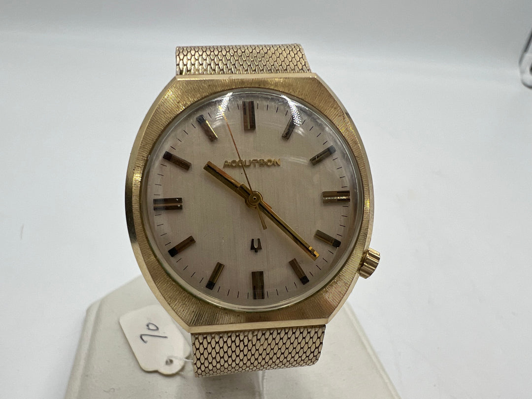 u078 Bulova Accutron White Dial 10kt Gold Filled Case