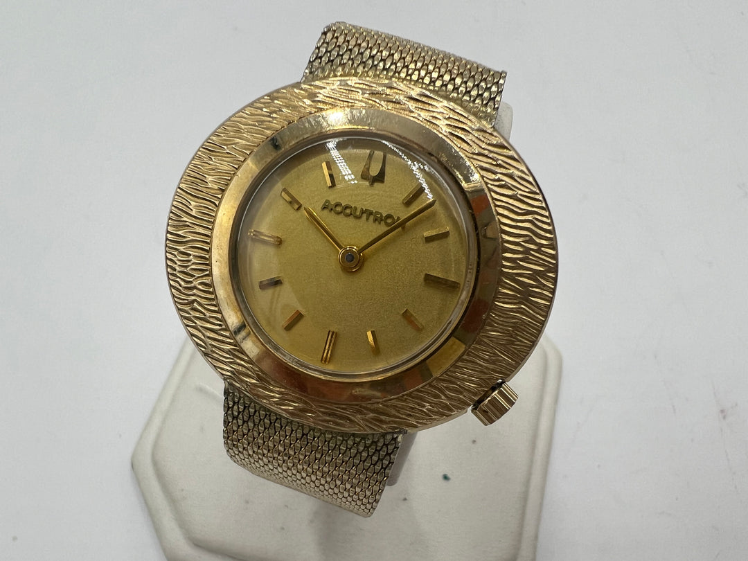 u079 Bulova Accutron Yellow Dial 10kt Gold Filled