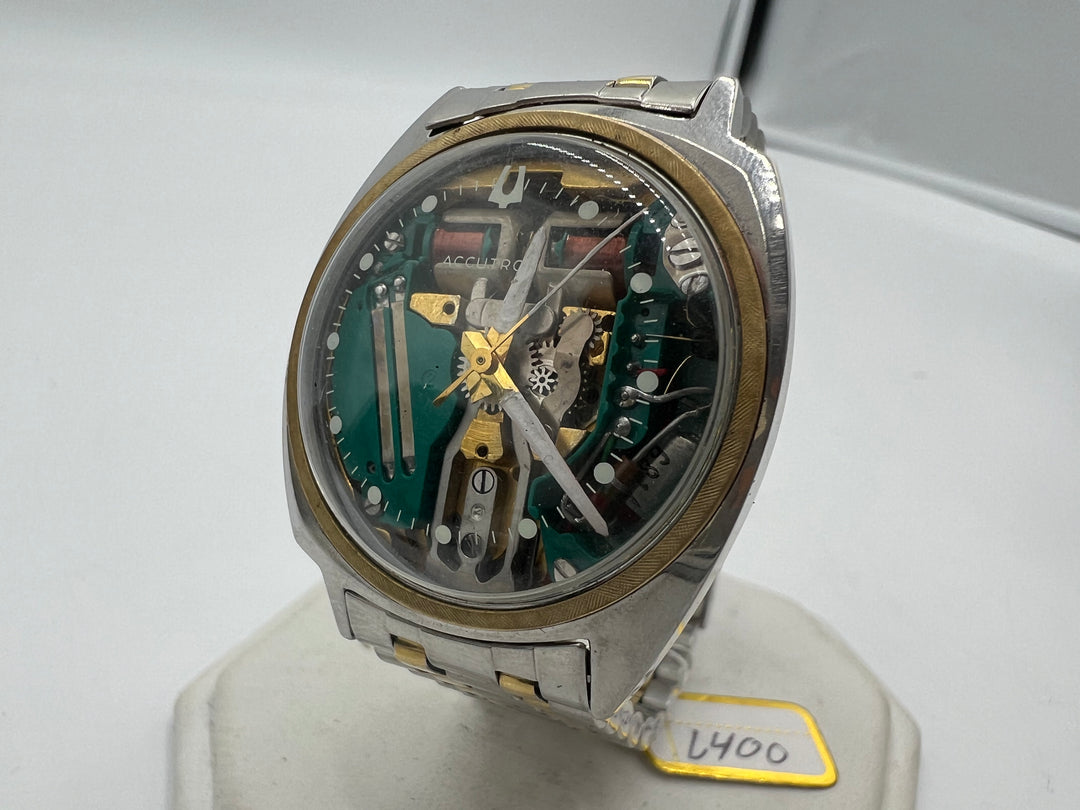 u082 Bulova Accutron Spaceview Gold Plated Bezel