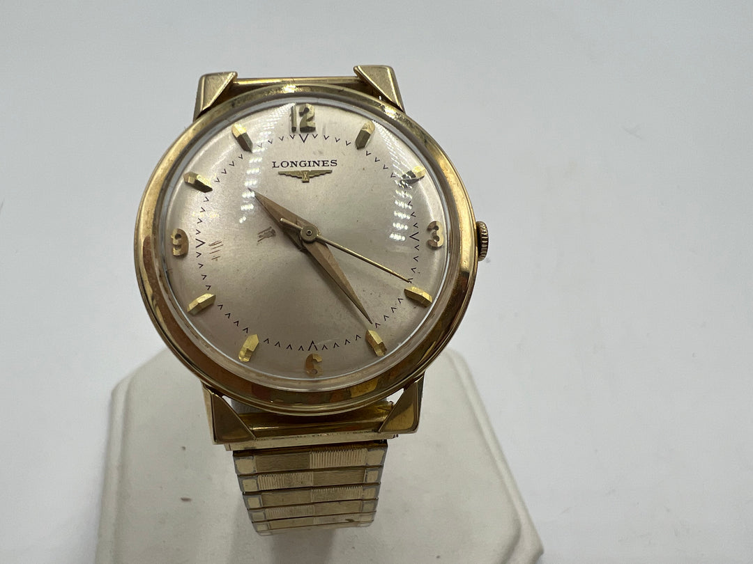 u102 Longines 1970s 14kt Gold Manual Wind Gold Tone Strap