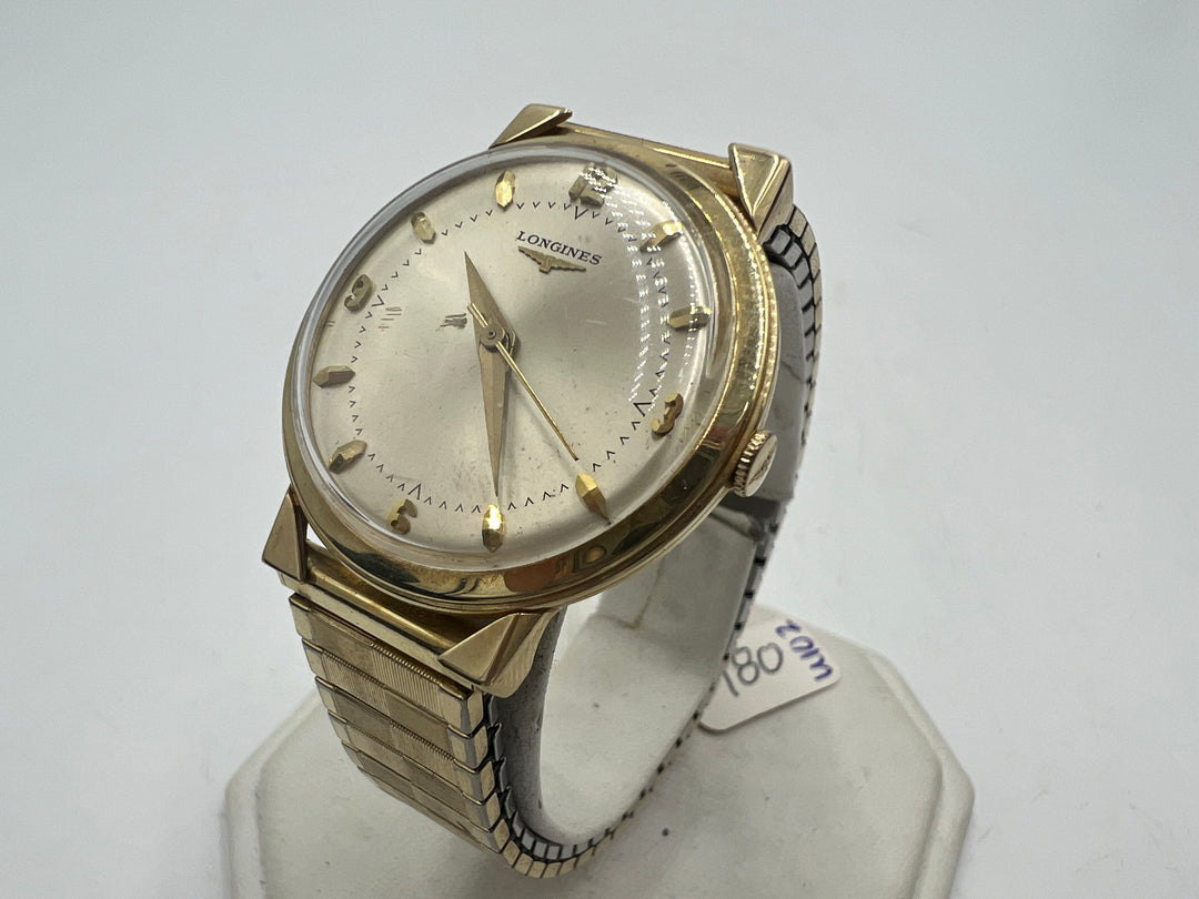 u102 Longines 1970s 14kt Gold Manual Wind Gold Tone Strap