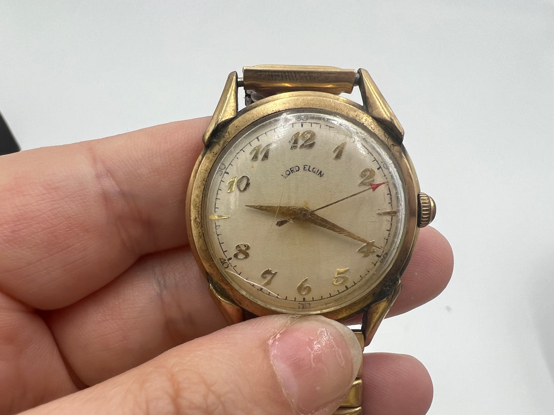 u180 Unique 1940s Lord Elgin 10k Gold Filled Self Winding Watch