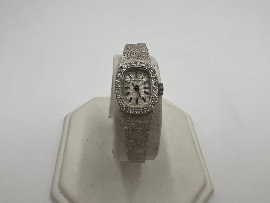 u181 Beautiful 14k White Gold Ladies Longines Watch