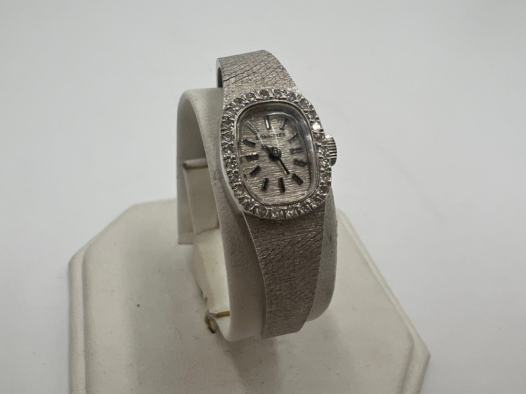 u181 Beautiful 14k White Gold Ladies Longines Watch