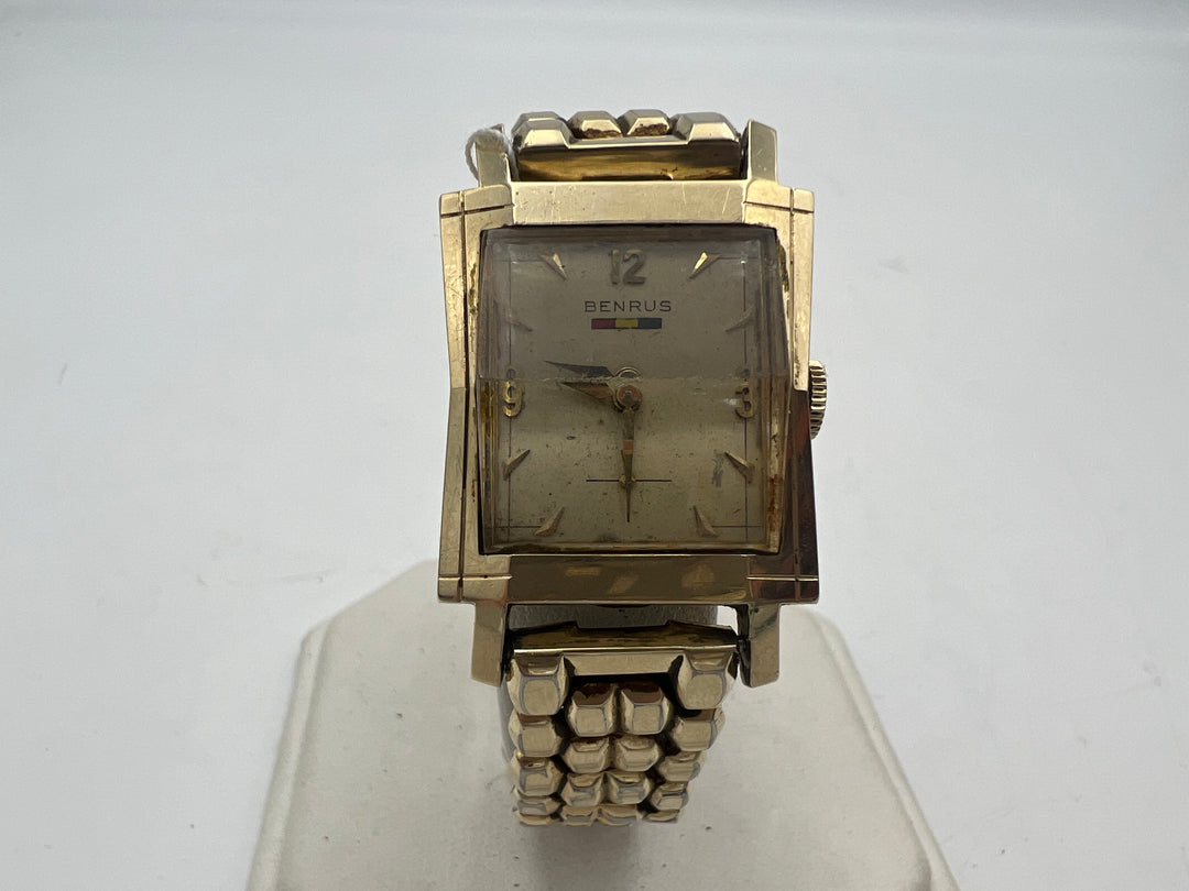 u245 Benrus 1940s 14k Gold Small Seconds Manual Wind Watch