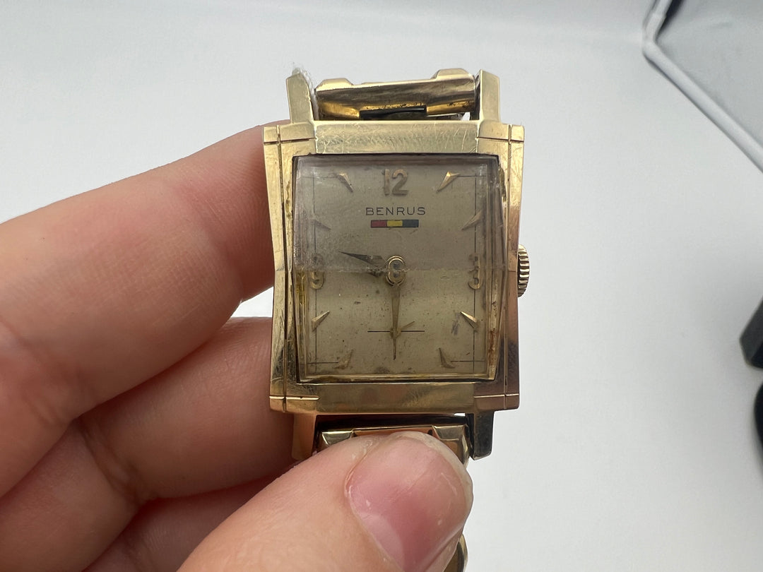 u245 Benrus 1940s 14k Gold Small Seconds Manual Wind Watch