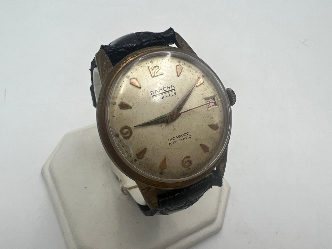 u253 Ramona 1960s 25 Jewel Date Incabloc Automatic Watch