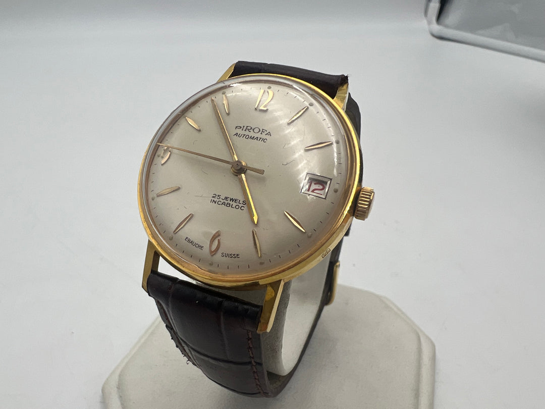 u258 Pirofa 1960s Gold Plated Automatic Wrist Watch