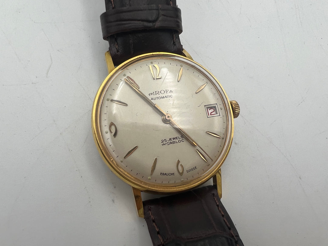 u258 Pirofa 1960s Gold Plated Automatic Wrist Watch