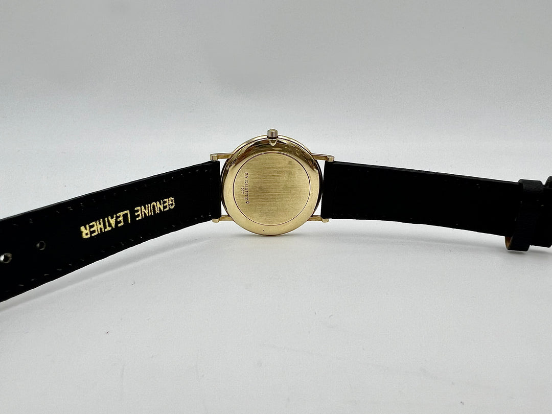 u275 Omega 1980s 14kt Gold Mineral Crystal Wrist Watch