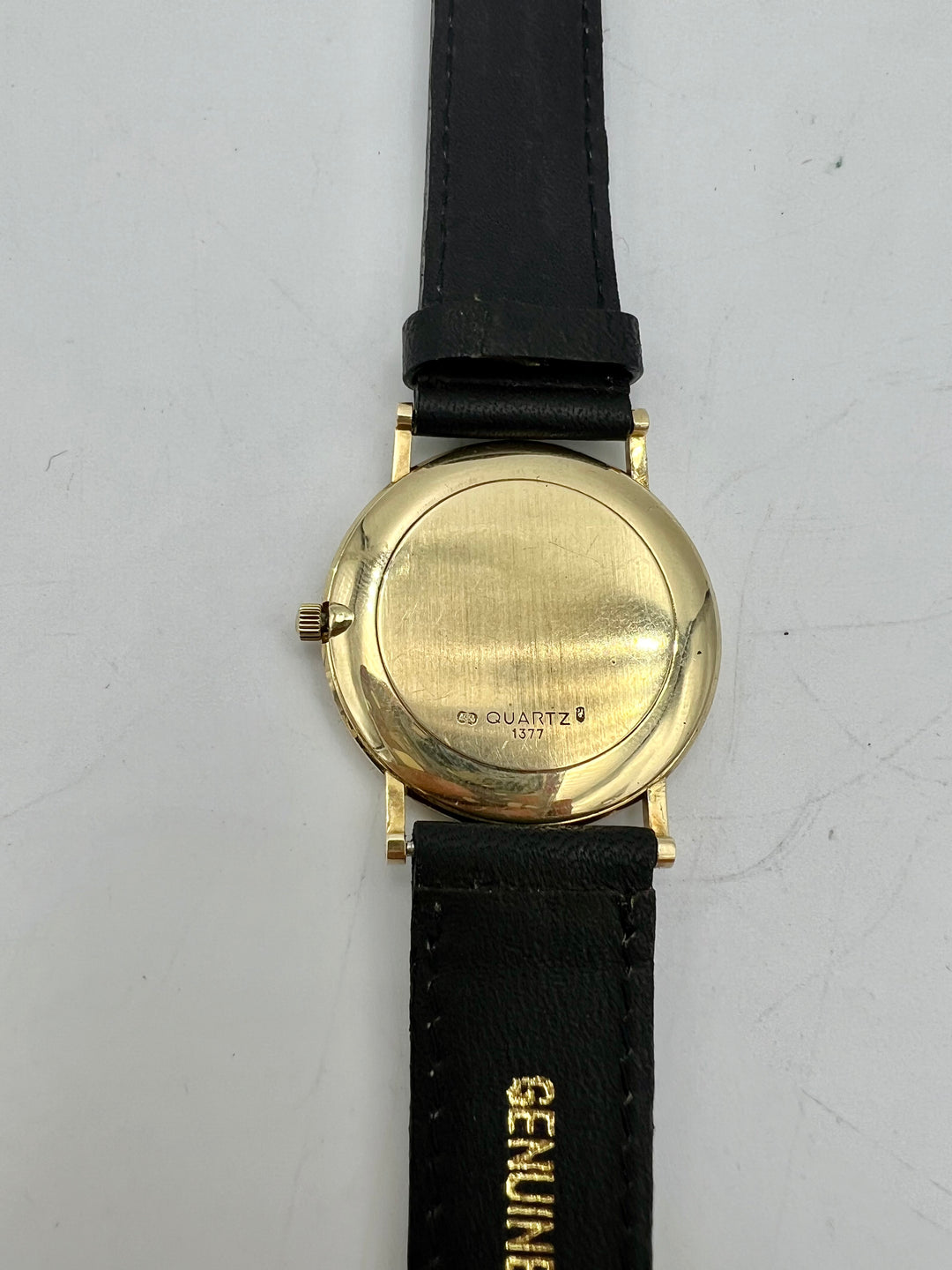 u275 Omega 1980s 14kt Gold Mineral Crystal Wrist Watch