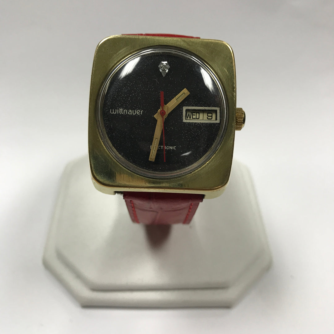 a612 Unique Wittnauer Watch with Red Genuine Leather Band