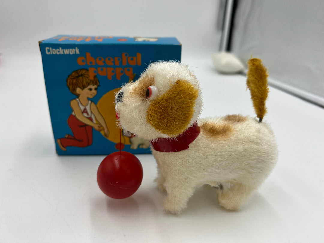 t618 Antique Clockwork Cheerful Puppy Toy with original box