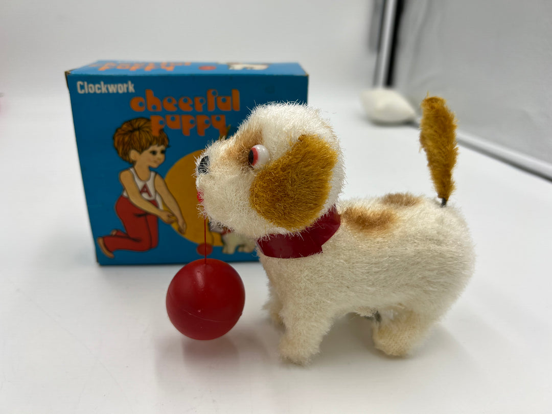 t618 Antique Clockwork Cheerful Puppy Toy with original box