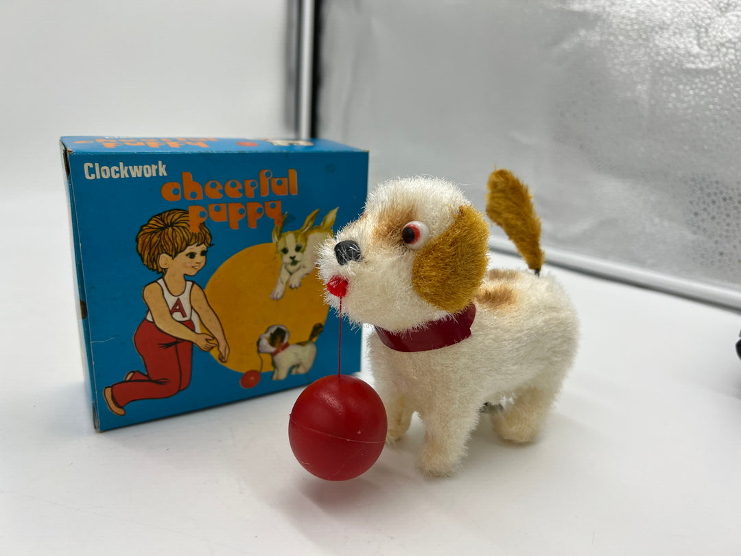 t618 Antique Clockwork Cheerful Puppy Toy with original box