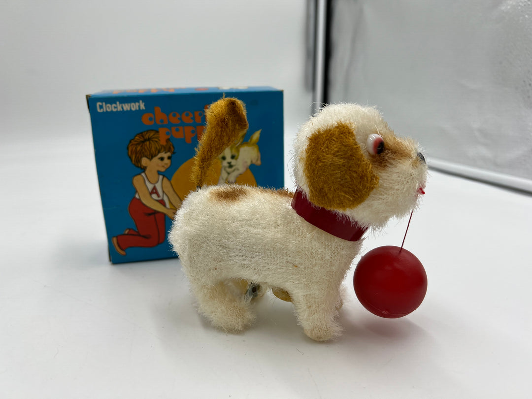 t618 Antique Clockwork Cheerful Puppy Toy with original box