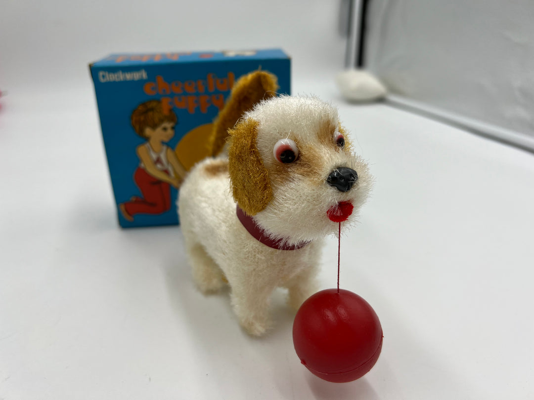 t618 Antique Clockwork Cheerful Puppy Toy with original box