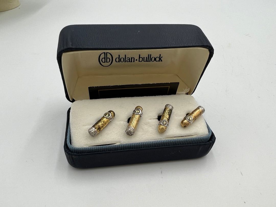 t671 Dolan Bullock Two Tone Cigar Men's Cuff Links and Shirt Studs